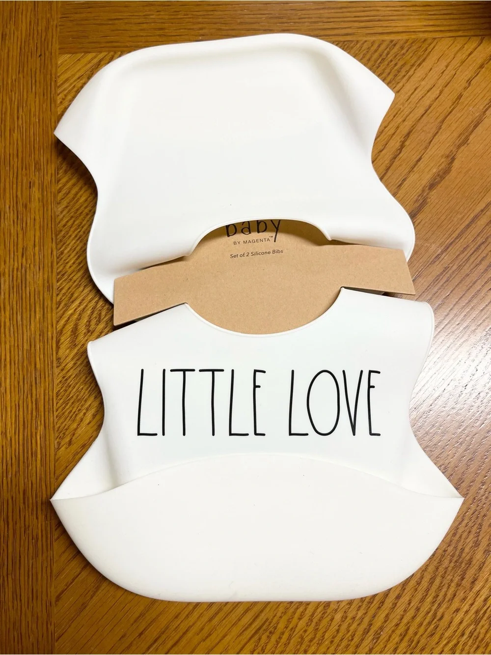 Rae Dunn White Silicone Baby Bib Set with 